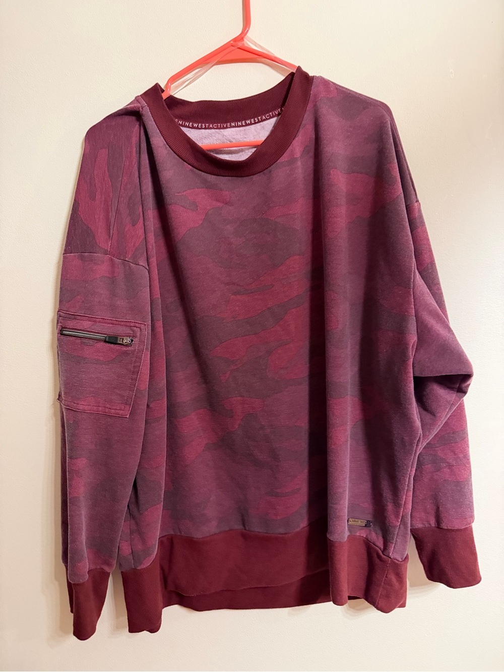 Nine West active Maroon Camo Crewneck Sweatshirt plus size women 3X